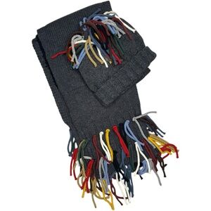 Nordstrom Heavy Hat & Scarf Set Cozy Knit Winter Beanie & Matching Scarf grey